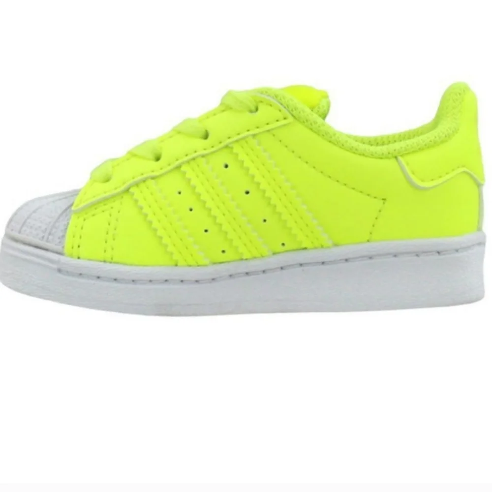 Adidas Superstar Kids Retro Neon Green Lace Up Sneakers